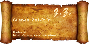 Gyenes Zalán névjegykártya